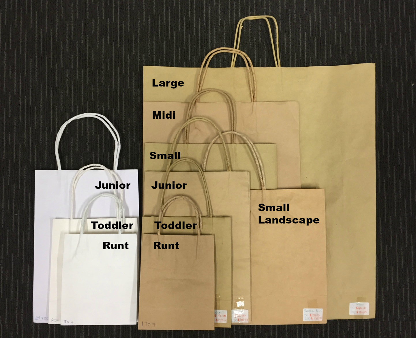 kraft bags white and brown labeled | Packaging and More